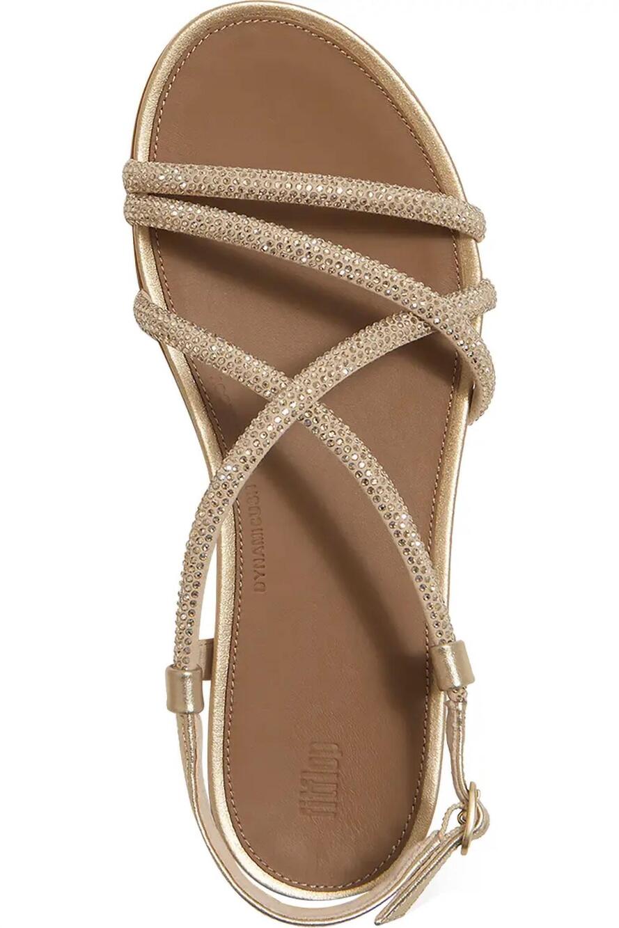 NEW FITFLOP women's gracie crystal strappy-back sandals in platino